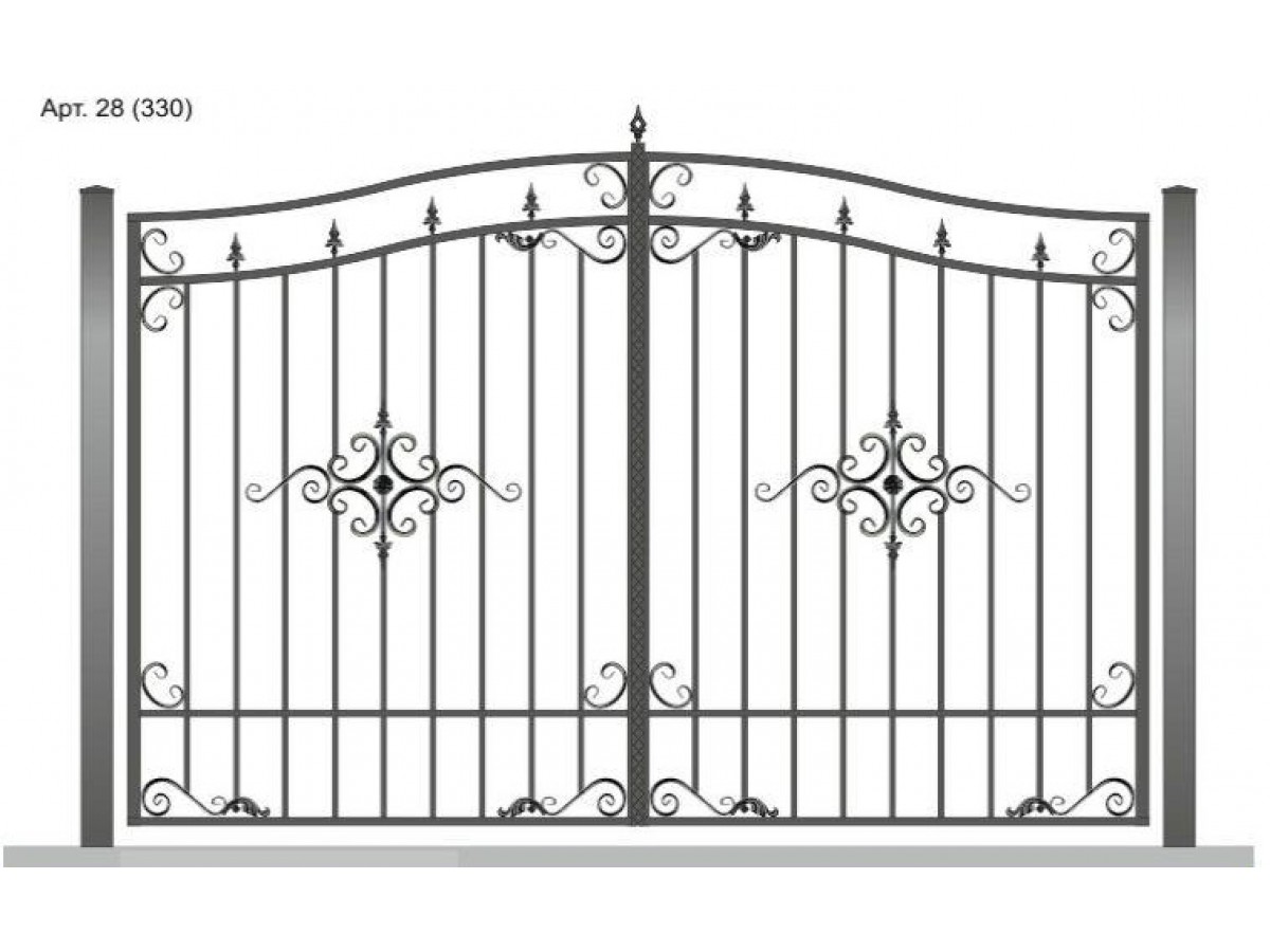 Ворота с рисунком из профильной трубы